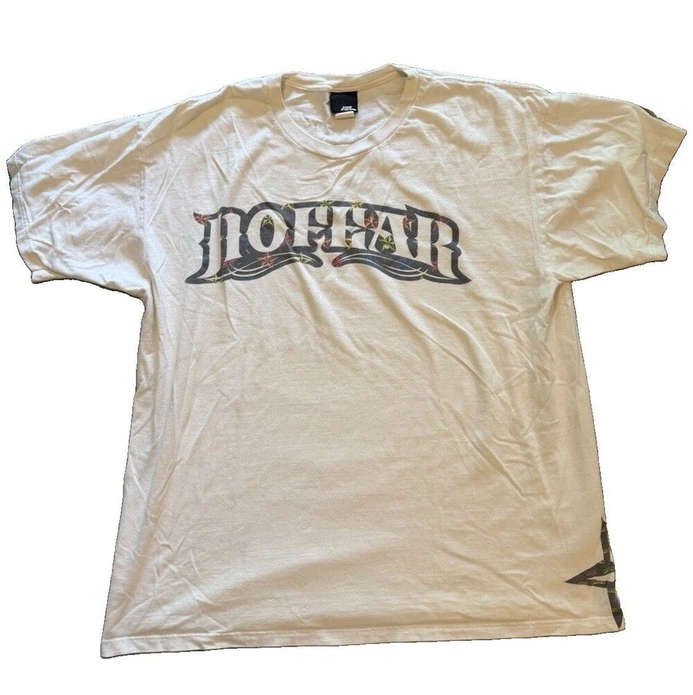 Vintage Y2K No Fear T Shirt Mens XL White Star Graphic Side Print Skater Grunge